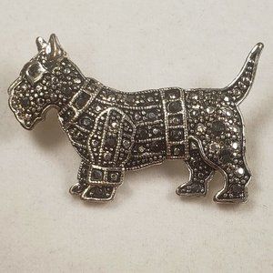 Silver Tone Scottie Dog with Margicites